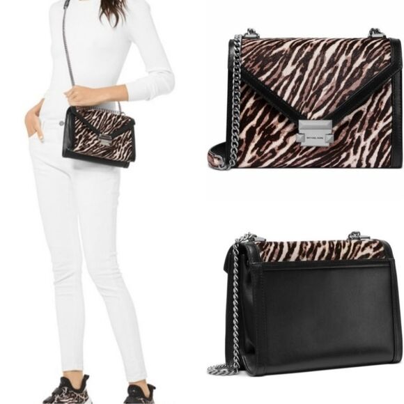 Michael Kors Whitney large gunmental zebra bag - Picture 1 of 4